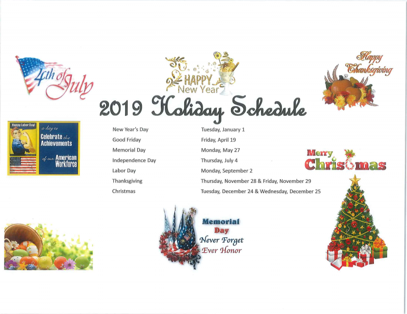 Holiday Schedule